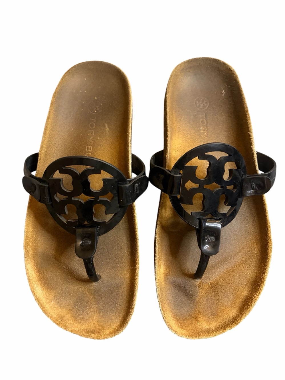 Tory Burch Black Logo Thong Sandals Size 5